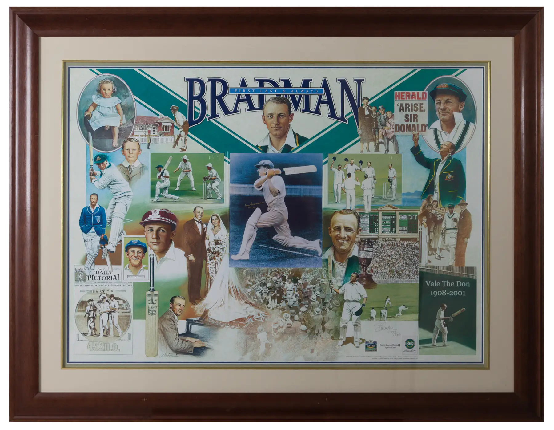 Bradman First Last and Always framed signed print